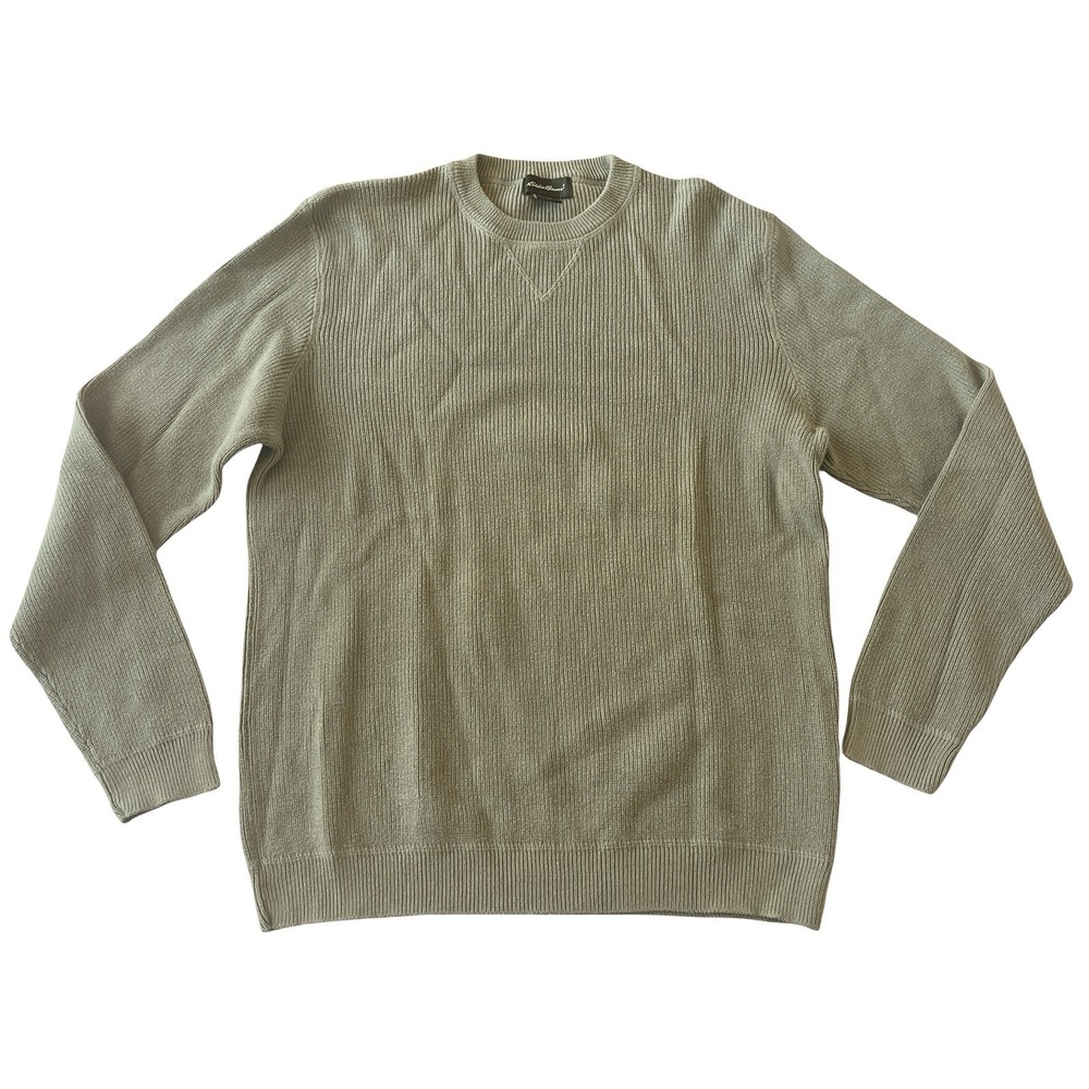Eddie Bauer Men's Size M Sweater Long‎ Sleeve 100% Cotton Light Green  Crewneck